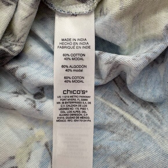 Chicos sz 2 Womens Floral Leopard Print Top Size Medium knit blouse stretch - Picture 3 of 5